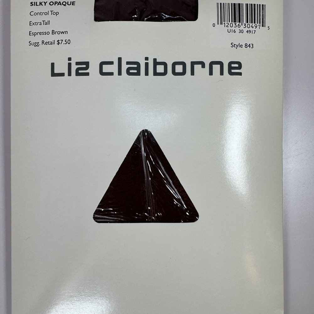 Liz Claiborne VTG Opaque Control Top Pantyhose Tights Extra Tall Espresso Brown